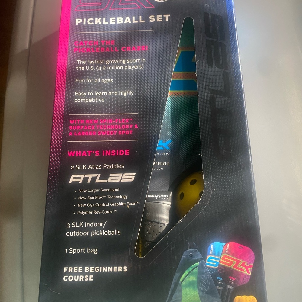 SLK Pickleball Set with Yellow and Black Paddles new in box